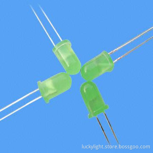 5mm Round Pure Green LED with 510nm Wavelength, Viewing Angle of 15°